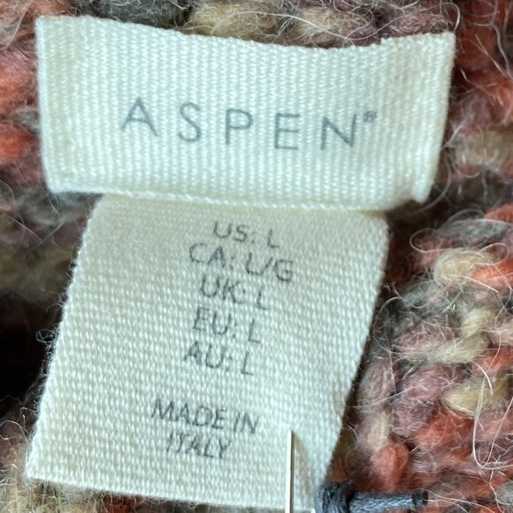 NWT Aspen Chunky Wool Cable Knit Sweater Fisherman Italy Space Dyed Ski-Aprés-L - Picture 12 of 15